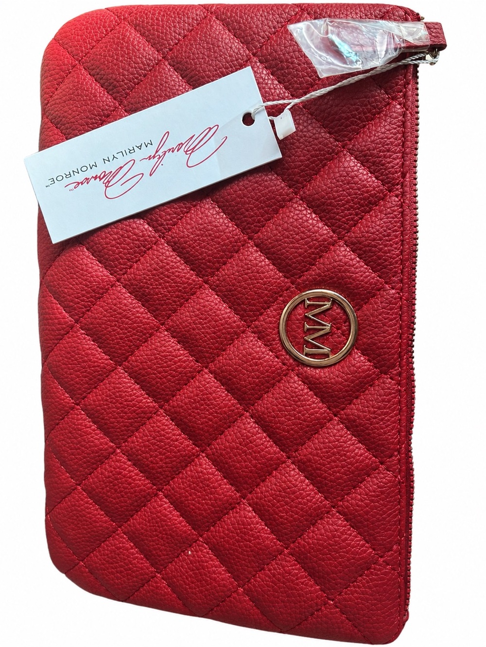 Marilyn Monroe Quilted Red Zip Clutch Wallet with Gold Logo